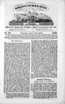 Börsen-Nachrichten der Ost-See : allgemeines Journal für Schiffahrt, Handel und Industrie jeder Art. 1835 Nr. 33
