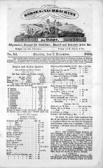 Börsen-Nachrichten der Ost-See : allgemeines Journal für Schiffahrt, Handel und Industrie jeder Art. 1835 Nr. 34