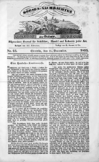 B&ouml;rsen-Nachrichten der Ost-See : allgemeines Journal f&uuml;r Schiffahrt, Handel und Industrie jeder Art. 1835 Nr. 35