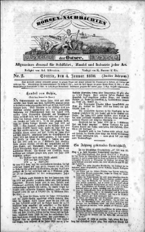 B&ouml;rsen-Nachrichten der Ost-See : allgemeines Journal f&uuml;r Schiffahrt, Handel und Industrie jeder Art. 1836 Nr. 2