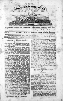 Börsen-Nachrichten der Ost-See : allgemeines Journal für Schiffahrt, Handel und Industrie jeder Art. 1836 Nr. 8