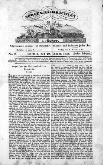 Börsen-Nachrichten der Ost-See : allgemeines Journal für Schiffahrt, Handel und Industrie jeder Art. 1836 Nr. 9