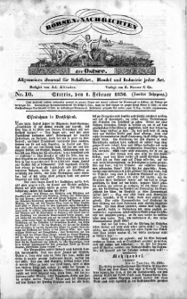 Börsen-Nachrichten der Ost-See : allgemeines Journal für Schiffahrt, Handel und Industrie jeder Art. 1836 Nr. 10