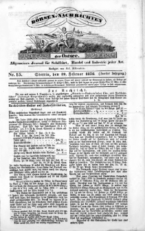 Börsen-Nachrichten der Ost-See : allgemeines Journal für Schiffahrt, Handel und Industrie jeder Art. 1836 Nr. 15