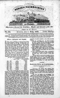 Börsen-Nachrichten der Ost-See : allgemeines Journal für Schiffahrt, Handel und Industrie jeder Art. 1836 Nr. 20