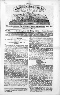 Börsen-Nachrichten der Ost-See : allgemeines Journal für Schiffahrt, Handel und Industrie jeder Art. 1836 Nr. 22