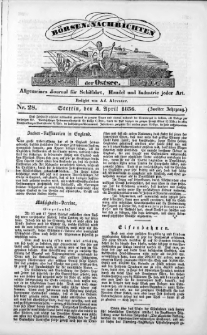 Börsen-Nachrichten der Ost-See : allgemeines Journal für Schiffahrt, Handel und Industrie jeder Art. 1836 Nr. 28