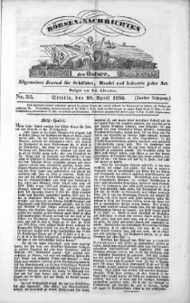 B&ouml;rsen-Nachrichten der Ost-See : allgemeines Journal f&uuml;r Schiffahrt, Handel und Industrie jeder Art. 1836 Nr. 35