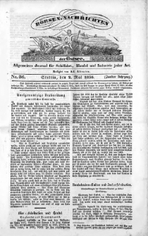 B&ouml;rsen-Nachrichten der Ost-See : allgemeines Journal f&uuml;r Schiffahrt, Handel und Industrie jeder Art. 1836 Nr. 36