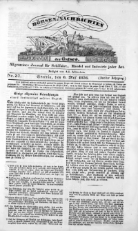 Börsen-Nachrichten der Ost-See : allgemeines Journal für Schiffahrt, Handel und Industrie jeder Art. 1836 Nr. 37