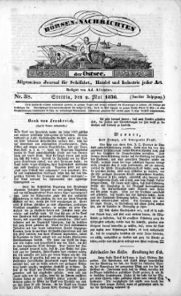 Börsen-Nachrichten der Ost-See : allgemeines Journal für Schiffahrt, Handel und Industrie jeder Art. 1836 Nr. 38