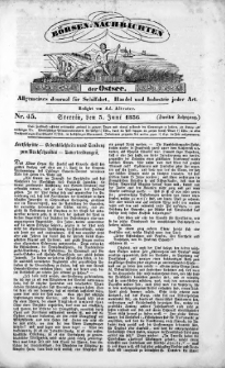Börsen-Nachrichten der Ost-See : allgemeines Journal für Schiffahrt, Handel und Industrie jeder Art. 1836 Nr. 45