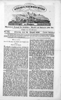 B&ouml;rsen-Nachrichten der Ost-See : allgemeines Journal f&uuml;r Schiffahrt, Handel und Industrie jeder Art. 1836 Nr. 65