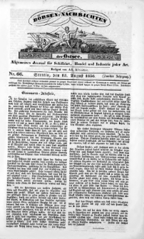 B&ouml;rsen-Nachrichten der Ost-See : allgemeines Journal f&uuml;r Schiffahrt, Handel und Industrie jeder Art. 1836 Nr. 66