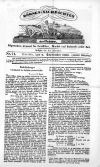 Börsen-Nachrichten der Ost-See : allgemeines Journal für Schiffahrt, Handel und Industrie jeder Art. 1836 Nr. 71