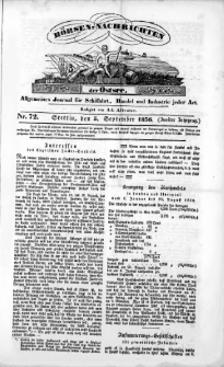 Börsen-Nachrichten der Ost-See : allgemeines Journal für Schiffahrt, Handel und Industrie jeder Art. 1836 Nr. 72