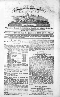 B&ouml;rsen-Nachrichten der Ost-See : allgemeines Journal f&uuml;r Schiffahrt, Handel und Industrie jeder Art. 1836 Nr. 73