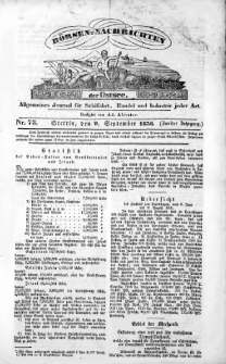 Börsen-Nachrichten der Ost-See : allgemeines Journal für Schiffahrt, Handel und Industrie jeder Art. 1836 Nr. 73