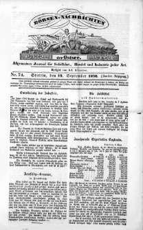 Börsen-Nachrichten der Ost-See : allgemeines Journal für Schiffahrt, Handel und Industrie jeder Art. 1836 Nr. 74