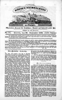 Börsen-Nachrichten der Ost-See : allgemeines Journal für Schiffahrt, Handel und Industrie jeder Art. 1836 Nr. 77