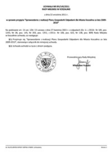Uchwała Rady Miejskiej w Koszalinie nr XIV/145/2011