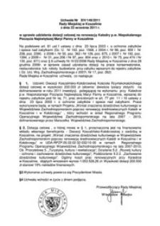 Uchwała Rady Miejskiej w Koszalinie nr XIV/149/2011