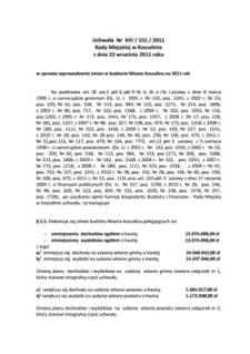Uchwała Rady Miejskiej w Koszalinie nr XIV/151/2011