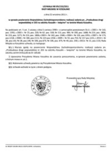 Uchwała Rady Miejskiej w Koszalinie nr XIV/153/2011