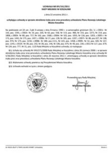 Uchwała Rady Miejskiej w Koszalinie nr XIV/161/2011