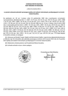 Uchwała Rady Miejskiej w Koszalinie nr XIV/162/2011