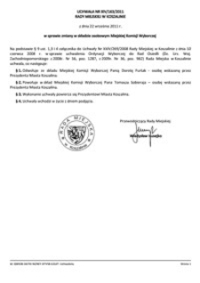 Uchwała Rady Miejskiej w Koszalinie nr XIV/163/2011