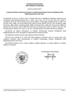 Uchwała Rady Miejskiej w Koszalinie nr XIV/164/2011