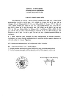 Uchwała Rady Miejskiej w Koszalinie nr XIV/168/2011