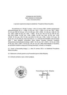 Uchwała Rady Miejskiej w Koszalinie nr XIV/176/2011
