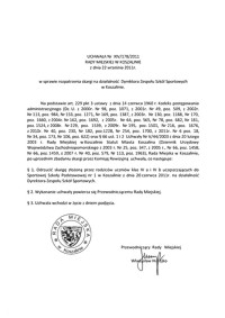 Uchwała Rady Miejskiej w Koszalinie nr XIV/178/2011