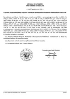 Uchwała Rady Miejskiej w Koszalinie nr XV/182/2011