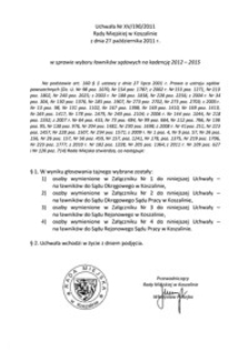 Uchwała Rady Miejskiej w Koszalinie nr XV/190/2011