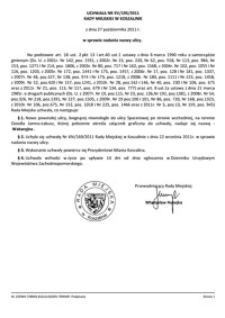 Uchwała Rady Miejskiej w Koszalinie nr XV/195/2011