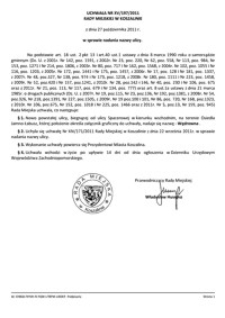 Uchwała Rady Miejskiej w Koszalinie nr XV/197/2011