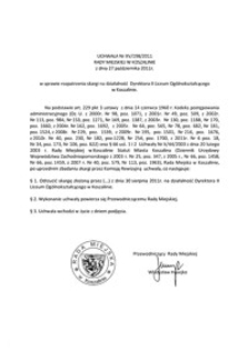 Uchwała Rady Miejskiej w Koszalinie nr XV/198/2011