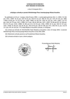 Uchwała Rady Miejskiej w Koszalinie nr XVI/200/2011