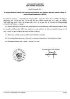 Uchwała Rady Miejskiej w Koszalinie nr XVI/201/2011
