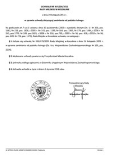 Uchwała Rady Miejskiej w Koszalinie nr XVI/204/2011