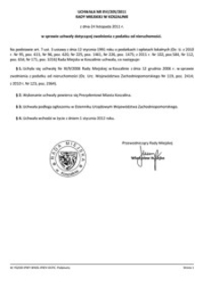 Uchwała Rady Miejskiej w Koszalinie nr XVI/205/2011