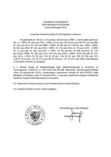 Uchwała Rady Miejskiej w Koszalinie nr XVI/209/2011