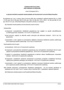 Uchwała Rady Miejskiej w Koszalinie nr XVI/211/2011