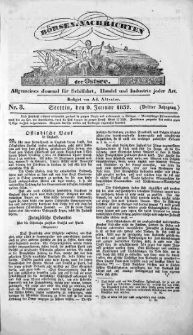 Börsen-Nachrichten der Ost-See : allgemeines Journal für Schiffahrt, Handel und Industrie jeder Art. 1837 Nr. 3