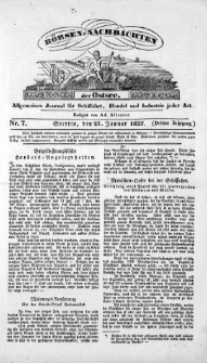 Börsen-Nachrichten der Ost-See : allgemeines Journal für Schiffahrt, Handel und Industrie jeder Art. 1837 Nr. 7