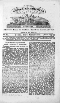 B&ouml;rsen-Nachrichten der Ost-See : allgemeines Journal f&uuml;r Schiffahrt, Handel und Industrie jeder Art. 1837 Nr. 11