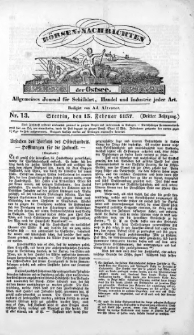 Börsen-Nachrichten der Ost-See : allgemeines Journal für Schiffahrt, Handel und Industrie jeder Art. 1837 Nr. 13
